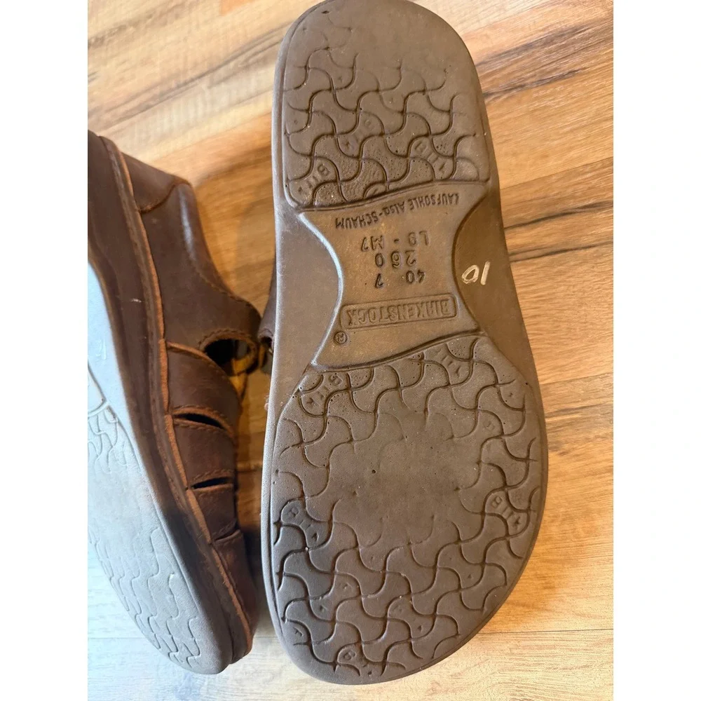 Vintage Birkenstock Memphis Fisherman Shoes Brown Leather EU 40 L9 M7 - Picture 7 of 10